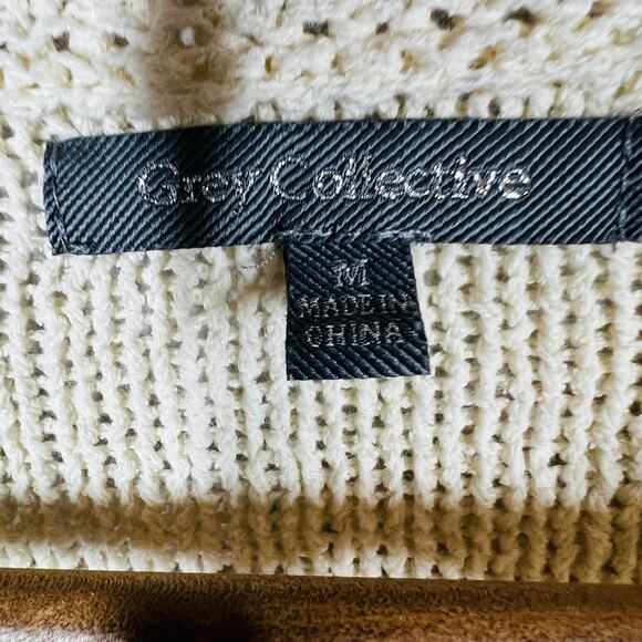 Grey Collective Long Sleeve Crewneck Sweater Blue Cream - M - Picture 4 of 4